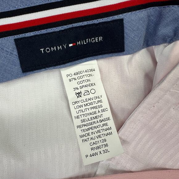 Tommy Hilfiger Mens TH Flex Modern Fit Stretch Chambray Suit Pants Pink 44x32 - Picture 7 of 7
